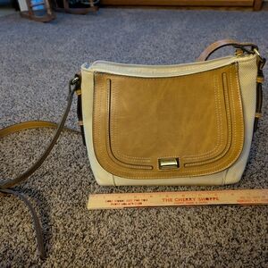Liz Claiborne Tan and Cream Crossbody Bag